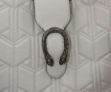 GUCCI, White Dionysus Hobo Leather Large Shoulder Bag with Web Strap