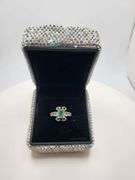 Victorian natural emeralds and diamond accent ring