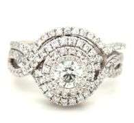 14kt White gold 1ctw diamond cluster wedding set