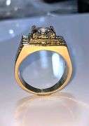 Mens 14 K Gold Plate 3.5 Ct Lab Simulated Diamond Ring
