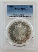 1883 O Morgan Silver Dollar, PCGS MS63