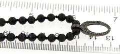 Black Spinel & Silver Diamond Clasp Necklace