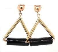 14kt Yellow gold Retro black onyx earrings