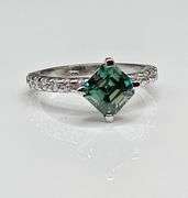 2.75 Ct Lab Simulated Russian Alexandrite and Diamond Asscher Cut Ring