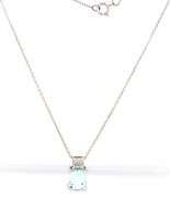 14kt White gold 2.25ct aquamarine and diamond pendant on chain