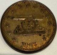 1863 Cannon and Ammo Army Navy Near Unc Patriotic Civil War Token