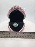 Victorian natural emeralds and diamond accent ring