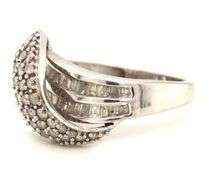Nicely Styled 10K WG Baguette & Round Diamond Ring