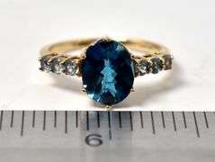 Pretty 10K Yellow Gold London Blue Topaz Gemstone Ring