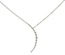 New 0.35ctw Round Diamond Graduated Curved Line Pendant Necklace in 14K