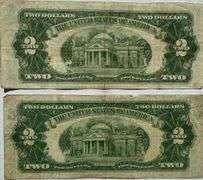 Two 1928  G Red Seal $2 US Notes