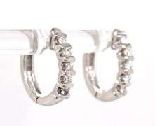 14kt White gold 0.20ctw diamond hoop earrings
