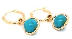 14kt Yellow gold turquoise dangle bead earrings