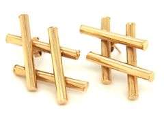 Unusual 14K YG Criss Cross Earrings