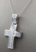 18kt White gold 5ctw Invisible set princess cut diamond cross pendant on chain