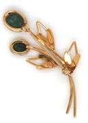 Gold plated Malachite flower brooch