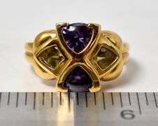 Amethyst and Peridot Gemstone Ring in Sterling Silver