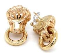 18kt Yellow gold Lion head door knocker earrings