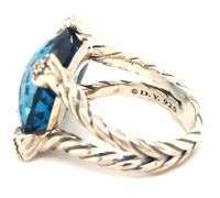 David Yurman blue topaz cushion on point ring