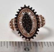 Brown and Clear Gemstone Ring in Rose Gold Vermeil 925 Sterling Silver
