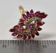 Dazzling 14K Yellow Gold Ruby Gemstone and Diamond Ring