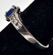 Blue Gemstone and CZ Gemstone Ring in Sterling Silver