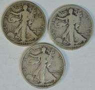 Sharp 1917-P, 1917-D (Rev) and 1917-S (Rev) Walking Liberty Halves