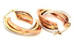 Stunning Estate 14K Tri-Color Triple Hoop Earrings