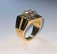 Mens 14 K Gold Plate 3.5 Ct Lab Simulated Diamond Ring