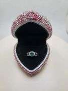 Victorian natural emeralds and diamond accent ring