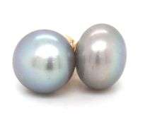 10mm Grey button pearl earrings