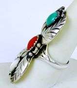 Native American Ornate Sterling Gemstone Ring, 8.5
