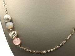 David Yurman Rose quartz moonstone and Chalcedony Elements station necklace