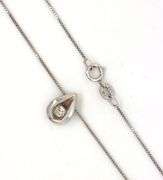 14kt White gold diamond pendant on box chain necklace
