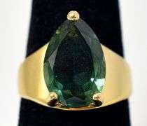 Green Gemstone Ring in Vermeil Sterling Silver