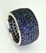 Incredible Wide 18K White Gold Band with Sapphires
