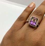 14K Rose Gold Ring with Diamonds & Bi-color Topaz