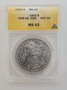 1900 Morgan Silver Dollar, VAM-16 DDR HOT 50, ANACS MS62