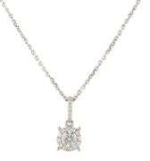 0.80ctw Round Diamond Halo Pendant Necklace in 14K