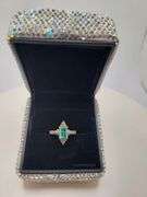 Victorian natural emeralds and diamond accent ring