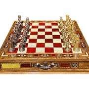 Luxury Chess Set with Metal Pieces and Wooden Storage Board
