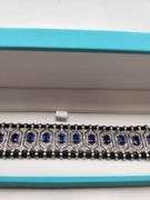 New! +5 ctw all natural diamonds and sapphires  weaved on fabric bracelet