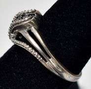 Blue and White Diamond Ring in Sterling Silver