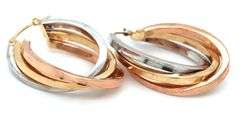 Stunning Estate 14K Tri-Color Triple Hoop Earrings