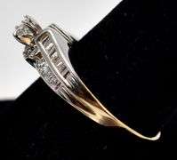 Sparkling 14K Yellow and White Gold Diamond Ring