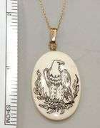 Scrimshawed Eagle on Bone Pendant