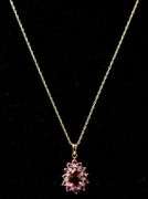 Stunning 14k Yellow Gold Pink Tourmaline and Diamond Pendant Necklace