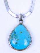 Barse Large Sterling Turquoise Pendant & Wide Chain