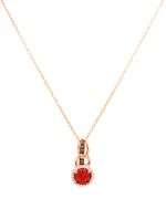 LeVian chocolatier cushion fire opal and white and chocolate diamond halo pendant on chain
