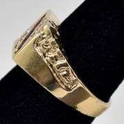 Charming 14K Yellow Gold Ruby Gemstone and Diamond Men's Ring